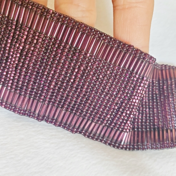 Hand Beaded Cuff Bracelet purple - Picture 5 of 5